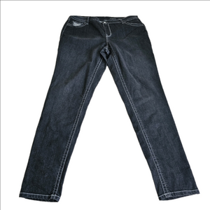 Avenue Denim Jeggings Black Cotton Stretch Rhynestone Detail PlusSize 18…